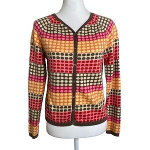 VTG 90s Y2K Talbots Womens S Colorful Polka Dots Cashmere Blend Cardigan Sweater